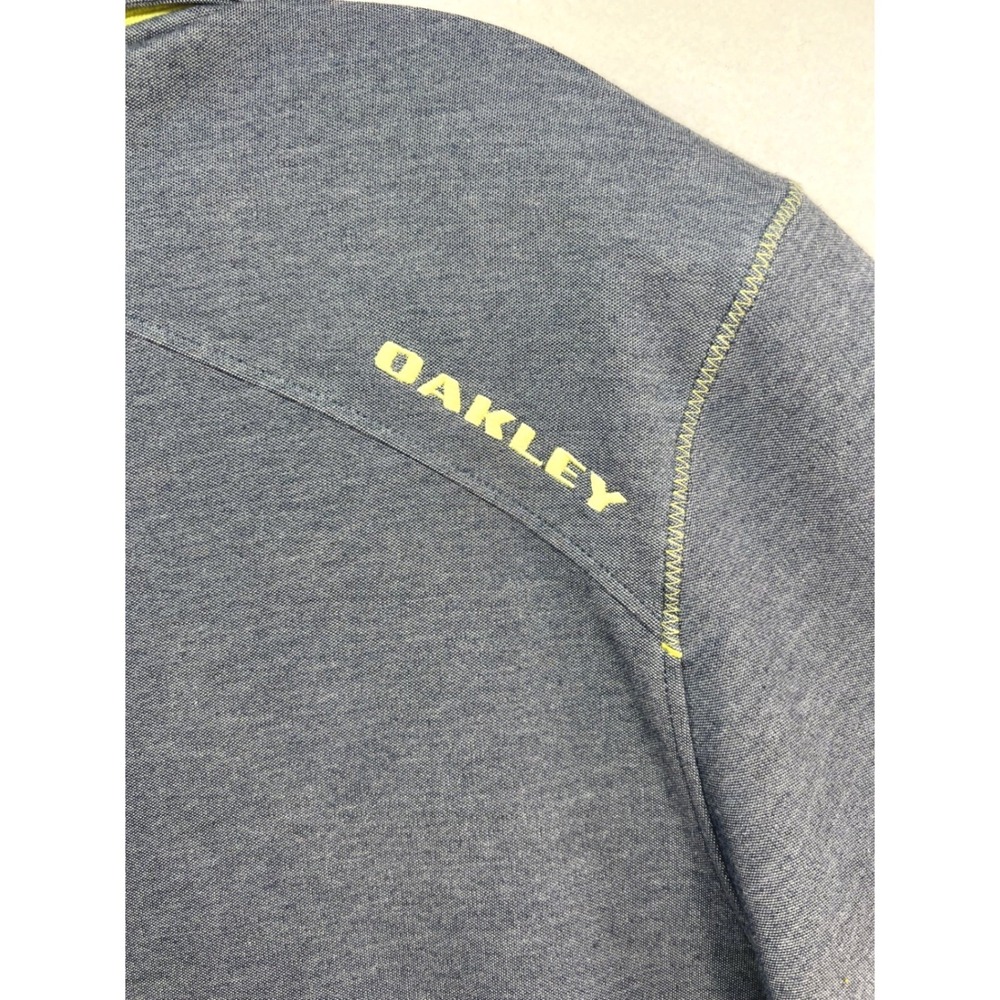 Oakley Mens XL GrayNeonYellow Tailored Fit Hydrolix Golf Polo Shirt Short Sleeve - Picture 10 of 11